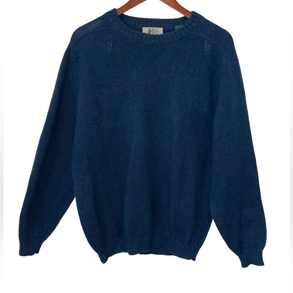 Vintage REI 100% Virgin Wool Blue Crewneck Sweater 80s Gorpcore flaw XL